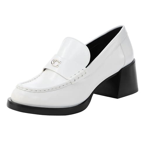 Coach Women's Natalie Leather Loafer, Optic White, 7