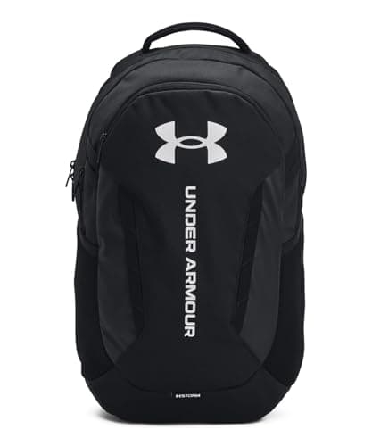 Under Armour Unisex-Adult Hustle 6.0 Backpack, (002) Black/Black/White, One Size Fits Most