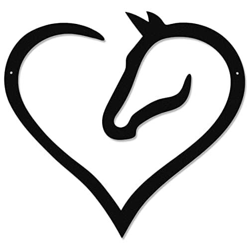 Zhengmy Metal Horse Heart Sign Decor for Art Wall Horse Head Western Room Decor Metal Hanging Pediments Decorative Hanging Ornaments for Home (Black)