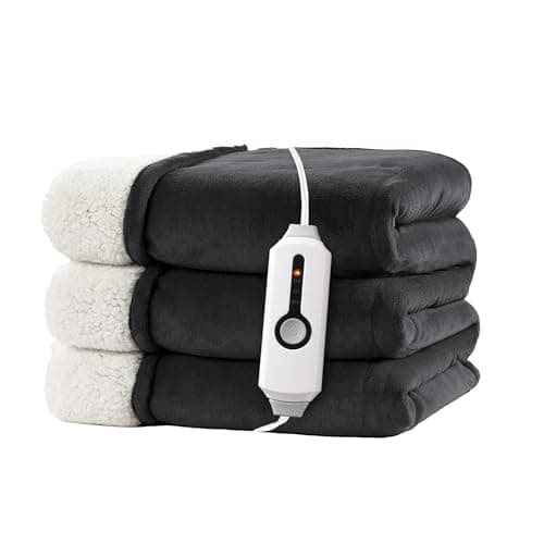 RALYSUN Electric Heated Blanket 72"x84" Full Size - Dual-Sided with Microplush & Sherpa Fabric, 4 Heat Settings & 10 Hours Auto Off, Machine Washable - Iron Gray