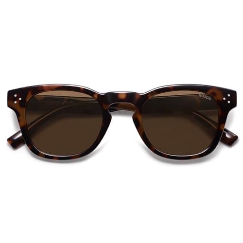 SOJOS Retro Vintage Polarized Sunglasses Womens Mens, 70s 80s Square Panto Style UV400 Shades SJ2662, Brown Tortoise/Brown