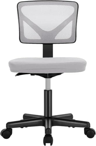 Sweetcrispy Office Desk Chair, Ergonomic Low-Back Mesh Rolling Work Swivel Chairs with Wheels, Armless Comfortable Seat Lumbar Support for Home, Bedroom, Study, Student, Adults,Classic Grey