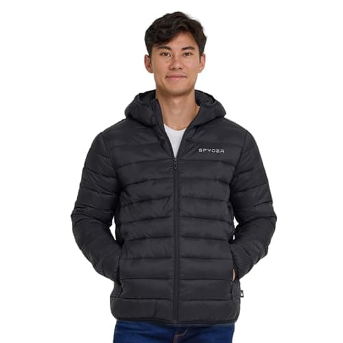 Spyder Packable Puffer Jacket Men with Hood, Lightweight Winter Jackets for Men