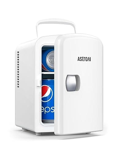 AstroAI Mini Fridge, 4 Liter/6 Can AC/DC Portable Thermoelectric Cooler Refrigerators for Skincare, Beverage, Home, Office and Car, ETL Listed (White