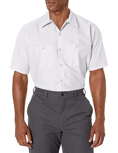 Red Kap Men's Standard Industrial Work Shirt, Regular Fit, Short Sleeve, White, X-Large