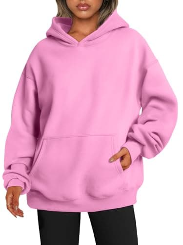 EFAN Womens Hoodies Oversized Sweatshirts Pullover Fleece Sweaters Long Sleeve Winter Fall Outfits Fashion Y2k Clothes Pink M