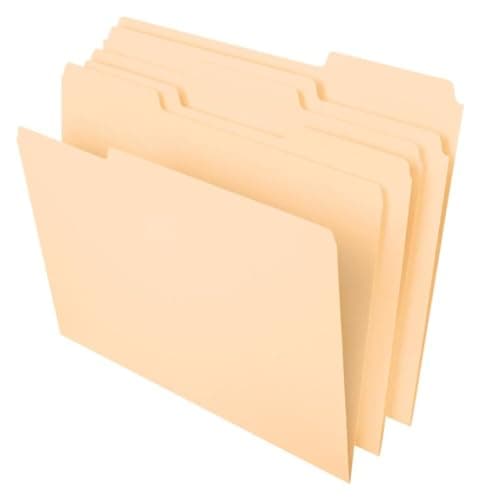 Pendaflex File Folders, Letter Size, 8-1/2" x 11", Classic Manila, 1/3-Cut Tabs in Left, Right, Center Positions, 100 Per Box (65213)