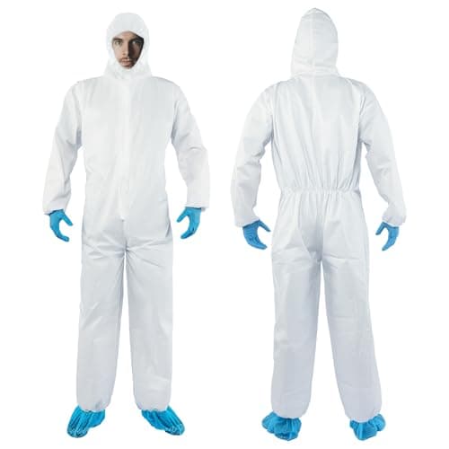YIBER Hazmat Suits Disposable - Available in 7 sizes and 5 packaging specifications - Disposable Coveralls Suits Pressed From PPSB & PE Film