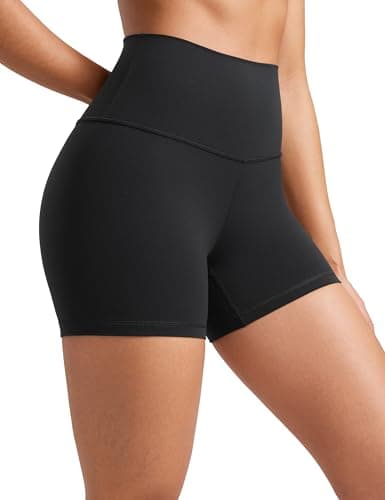 CRZ YOGA Womens Butterluxe Biker Shorts 4'' - High Waisted Booty Workout Volleyball Yoga Spandex Black Small