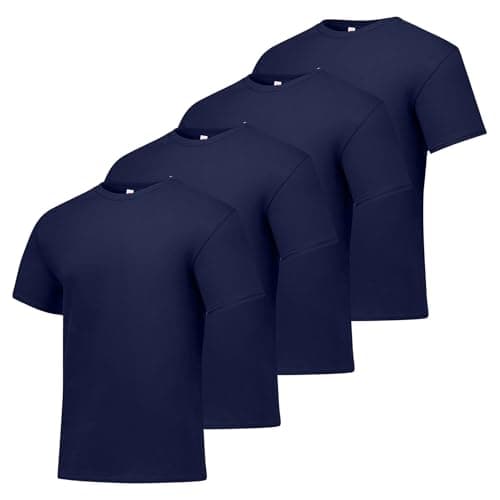 Hanes mens Essentials Short Sleeve T-shirt Value Pack (4-pack) athletic t shirts, Navy, Large US
