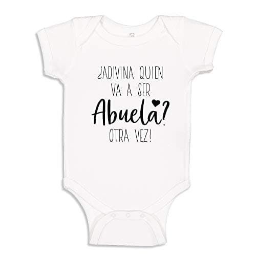 The Shirt Den Abuela Otra Vez Grandma Again Spanish Pregnancy Announcement Baby Bodysuit NB White