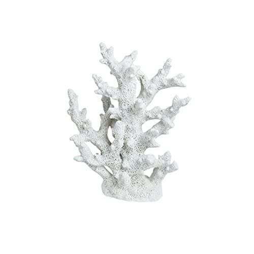 PINVNBY Artificial Coral Ornament Aquarium Sea Plants Decoration Underwater Craft Resin Fish Tank Landscape (White)