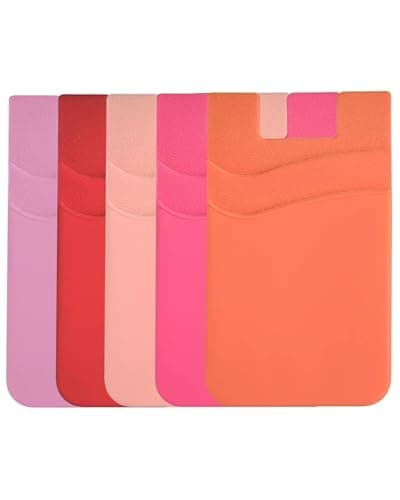 BIAJIYA Card Holder for Back of Phone, Pouch Silicone Wallet Sleeve Pocket Stick-on ID Credit Card for All Smartphones