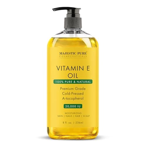 MAJESTIC PURE Vitamin E Oil - 100% Pure & Natural, 20,000 IU | Premium Grade, Cold-Pressed and Tocopherol to Repair Dry, Damaged Skin| Moisturizing Skin, Hair and Scalp 8 Fl Oz