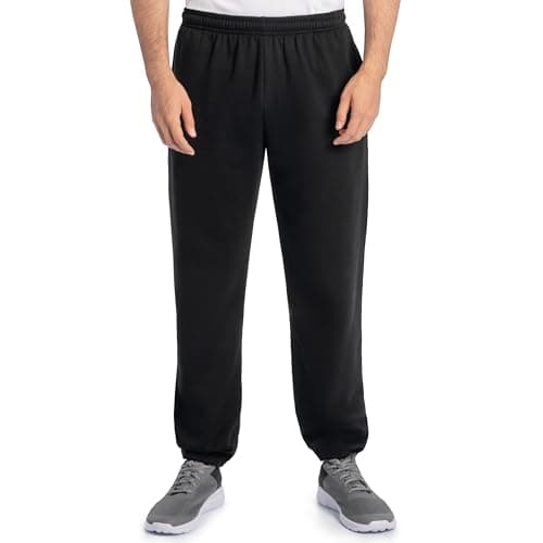 Fruit of the Loom mens Eversoft Fleece & Joggers (Regular Big Man) Sweatpants, Elastic Bottom - Black, Medium US