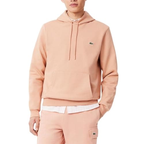 Lacoste Men's Cotton Fleece Hoodie, Latte, Large