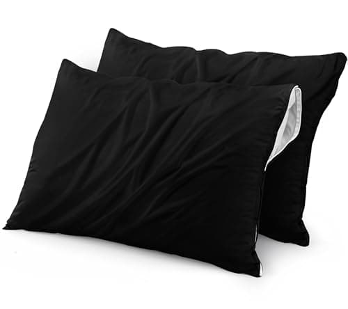 Utopia Bedding Premium 100% Waterproof Pillow Protectors with Zipper Queen Size (Set of 2), Bed Bug and Dust Mite Proof Zippered Pillow Covers, Pillow Encasement Cases, Black