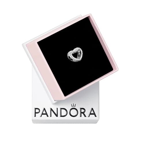 PANDORA Beaded Open Heart Charm - Compatible with PANDORA Moments Bracelets - Jewelry for Women - Gift for Women in Your Life - Made with Sterling Silver, With Gift Box