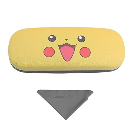 PERFECTSIGHT Hard Shell Eyeglasses Case, PU Leather Protective Glasses Case, Cute Cartoon Surface Eyeglass Case for Women Girls (Yellow)