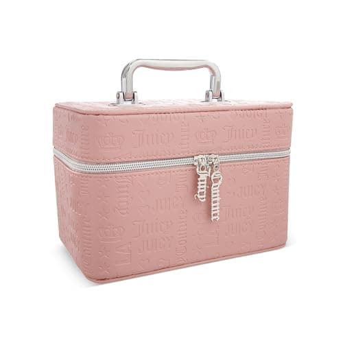 Juicy Couture Women's Cosmetics Bag - Travel Makeup and Toiletries Train Case Organizer, Pink