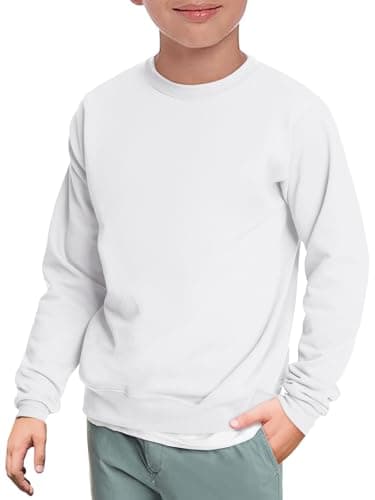 Haloumoning Boys Crewneck Pullover Sweatshirts Kids Youth Casual Long Sleeve Shirts 5-14 Years White