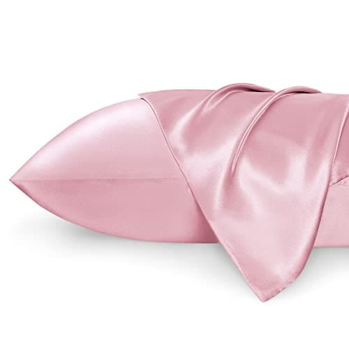 Bedsure Satin Pillowcase 2 Pack Similar to Silk Pillow Cases Standard Size, Pillow Case for Sleeping Women with Envelope Closure, Gifts for Women Men, Pink, 20x26 Inches