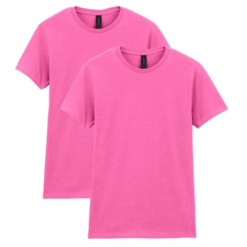 Gildan Women's Softstyle Cotton T-Shirt, Style G64000L, Multipack, Azalea (2-Pack), Small