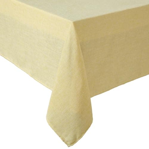 Laura Ashley Harper Luxuriously Smooth Fabric Tablecloth for Formal or Casual Dining, Holiday, Banquet, Wedding or Party, 60" x 120", Yellow