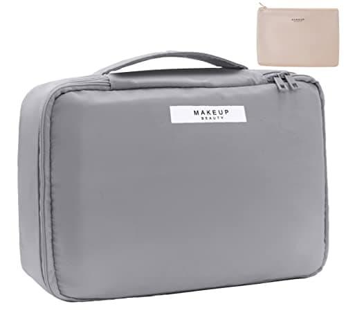 Travel Makeup Bag Cosmetic Bag Makeup Bag Toiletry bag for women and men (Grey)