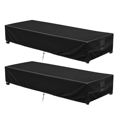 Vercome Patio Chaise Lounge Covers, 2 Pack Waterproof Outdoor Flat Pool Lounge Chair Covers for Winter, Outside Furniture Cover (Black, 78"L x 26"W x 12"H - 2 Pack)