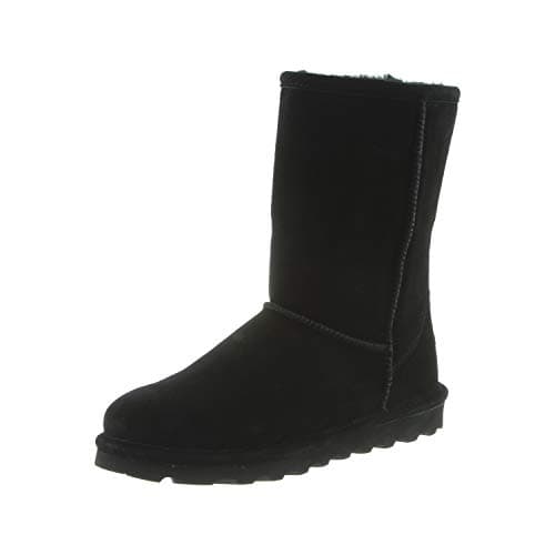 BEARPAW Women's Elle Short Black Size 9 | Women's Boot Classic Suede | Women's Slip On Boot | Comfortable Winter Boot