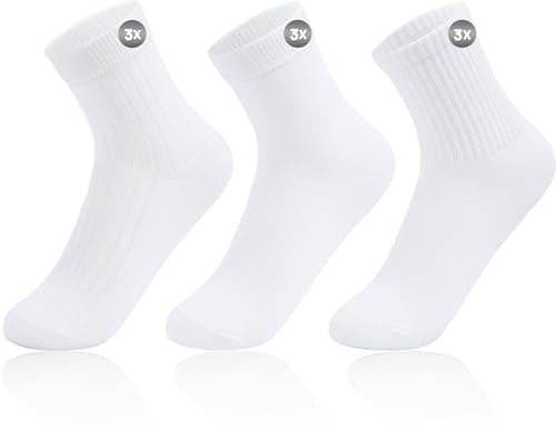 YMYDYFC 9-Pack Kids Socks For Boys Girls Toddler Crew White Ruffle Socks Black Dress Sock School Uniform Cotton Seamless 3-11T B-White Small（3-6Years）