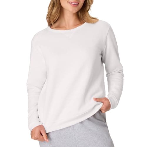 Hanes Women's EcoSmart Crewneck Sweatshirt, White, Large