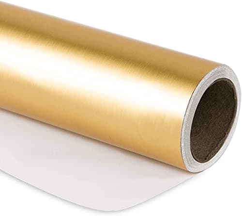 RUSPEPA Gold Wrapping Paper - Matte Metallic Foil Solid Color Gift Wrap Paper Roll Perfect for Birthday, Wedding, Anniversaries, Christmas, Baby Shower, Graduations Gifts - 17 Inches X 32.8 Feet