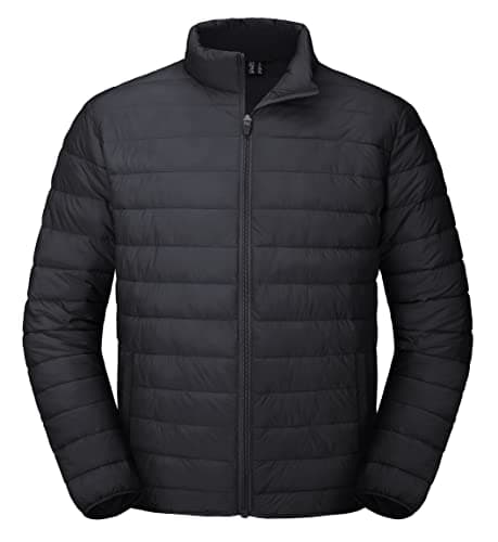 MAGCOMSEN Puffer Jacket Men Packable Down Jacket Lightweight Winter Coats Waterproof Insulated Jacket Black L