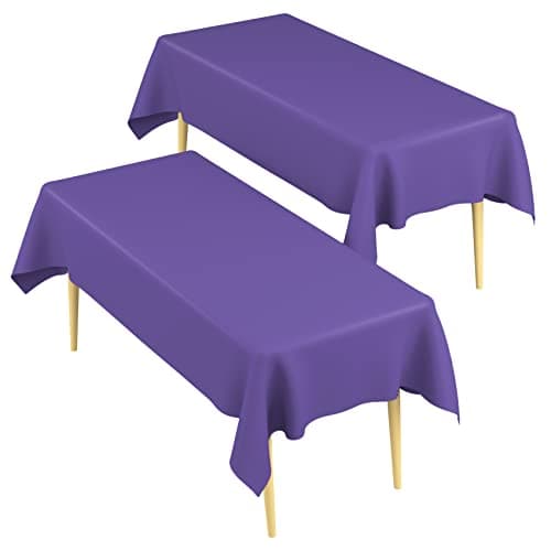 Purple Tablecloth 2 Pcs Purple Table Cloth Disposable Table Cloth Plastic Table Cloths for Parties 54 x 108 Inch Tableclothes for Rectangle Tables Decorative Waterproof Plastic Table Cover for Parties