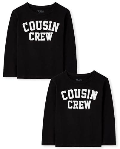 The Children's Place Baby Boys' and Toddler Assorted Everyday Long Sleeve Graphic T-Shirts,Multipacks, Cousin Crew 2-Pack