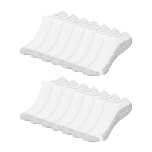 Hanes Boys' No-Show Socks, 14 Pairs, Stretch-Cotton Socks for Boys, Moisture-Wicking, Cushioned