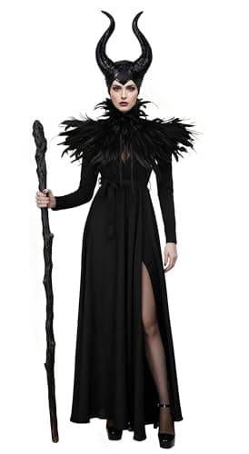 JEGERMIG Women's Evil Witch Dress Set Halloween Role Play Dress Deluxe Witch Costume Accessories