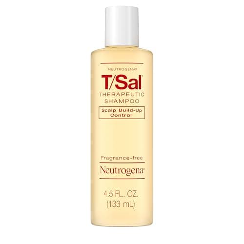 Neutrogena T/Sal Therapeutic Dandruff Shampoo, Scalp Build-Up Control, 3% Salicylic Acid, Scalp Psoriasis Treatment, Seborrheic Dermatitis Shampoo, Clears & Controls Flakes, Fragrance Free, 4.5 fl oz
