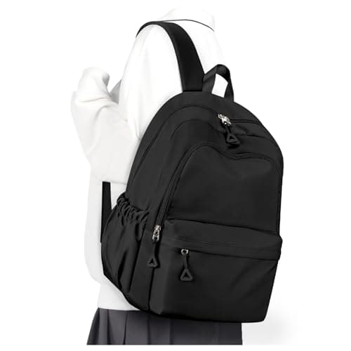 Best Black Backpacks #6 from winspansy winspansy Backpack for School Teenage Girls Boys,Waterproof Lightweight School Bags Travel Daypack Simple Cute College Backpack Rucksack for Women Men fit 14 Inch Laptop,Black