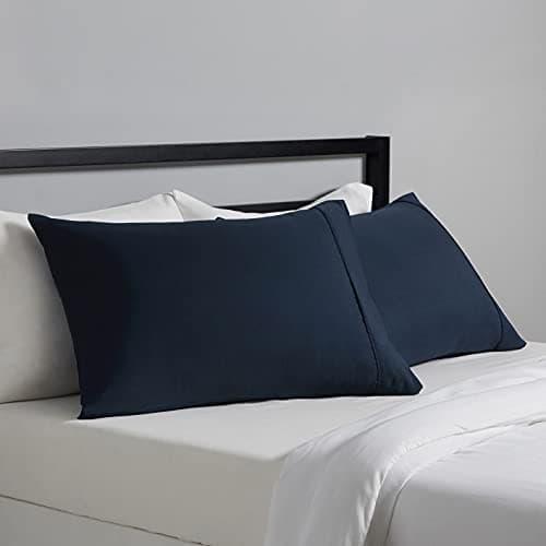 Amazon Basics Standard Pillow Cases Set of 2 - Lightweight, Super Soft Easy Care Microfiber, Navy Blue, 30" L x 20" W, Pillows Not Included