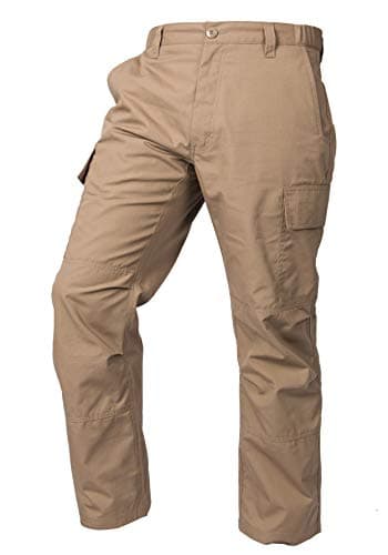 LAPG Men's Core Cargo Tactical Pants, Lightweight & Durable Ripstop Cargo Pants for Men, Stretch Waistband CCW Pants, Coyote Brown, Size 34 x 32