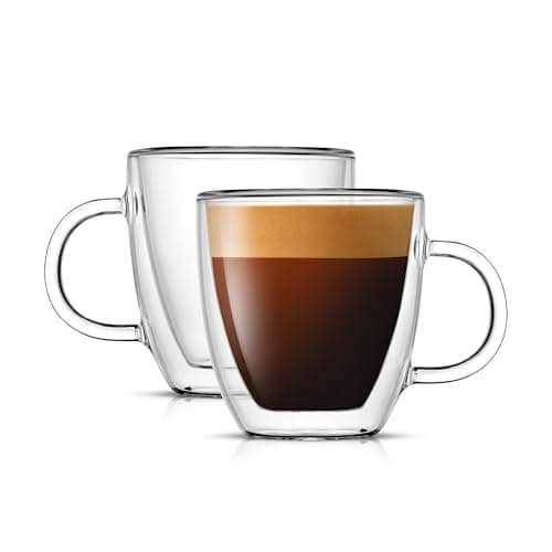 JoyJolt Savor Double Wall Insulated Glasses Espresso Mugs (Set of 2) - 5.4-Ounces