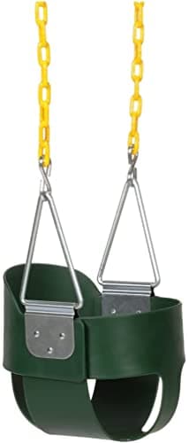 Eastern Jungle Gym Heavy-Duty High Back Full Bucket Toddler Swing Seat | Coated Swing Chains Fully Assembled | Green Swing Set Accessory