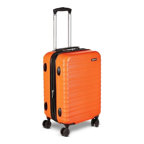 Amazon Basics 21" Hardside Carry-On Luggage, Hardshell Suitcase With Wheels, Expandable For Up to 25% More Space, With Scratch-Resistant Surface, Four Multi-directional Wheels, Orange