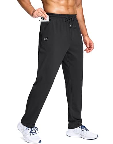 G Gradual Men's Fleece Lined Pants with Zipper Pocket Winter Warm Athletic Joggers Sweatpants for Men Workout Running Gym(Black,S)
