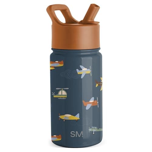 Simple Modern Kids Water Bottle with Straw Lid | Insulated Stainless Steel Reusable Tumbler for Toddlers, School | Summit Collection | 14oz, Wheels Up