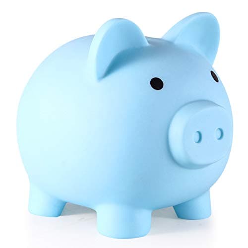 PJDRLLC Piggy Bank, Unbreakable Plastic Money Bank, Coin Bank for Girls and Boys, Medium Size Piggy Banks, Practical Gifts for Birthday, Easter, Christmas (Blue)