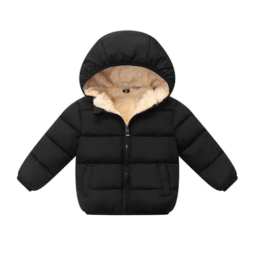 Toddler Baby Hooded Down Jacket Boys Girls Kids Thicken Warm Winter Coat Outerwear 2-3t Black